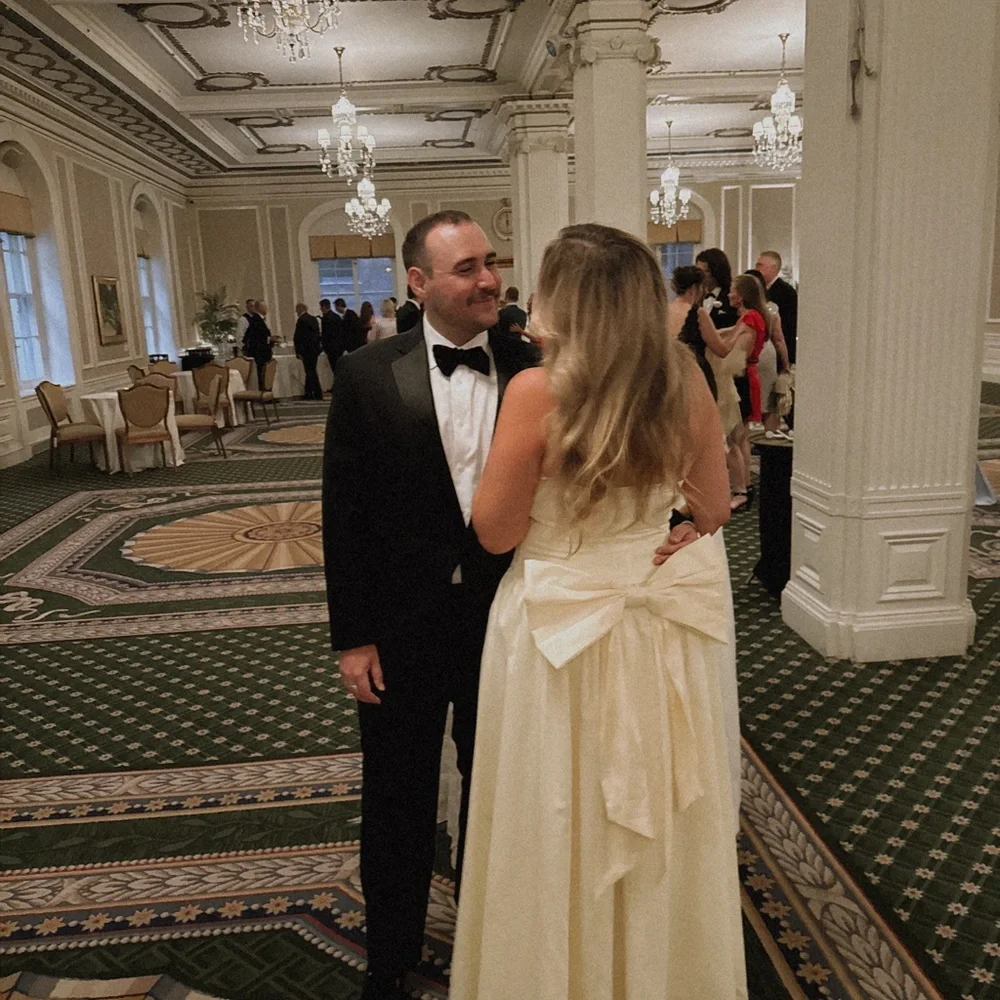 Elegant Butter Yellow Strapless Dress with Bow - Picture 4 of 4